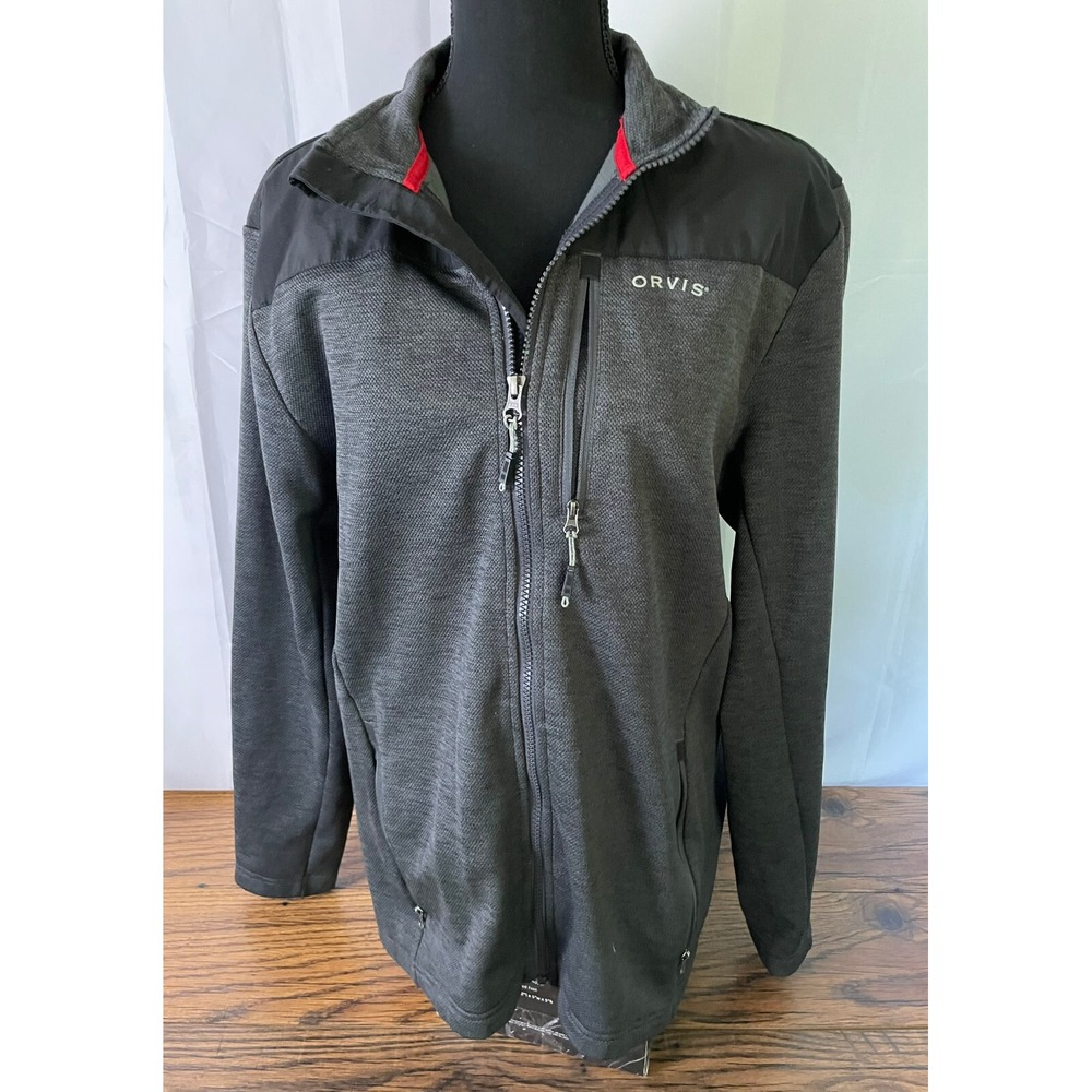 ORVIS Men's Jacket Size M‎ Gray Black Lightweight Full Zip Outdoor Layer Casual